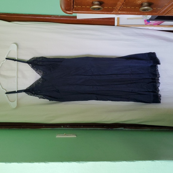Vintage 40s 50s Seamprufe Floral Lace Nylon Nightgown Slip Dress - Picture 2 of 12